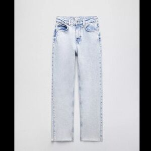 Zara Z1975 High Rise Straight Jeans in Light Blue
